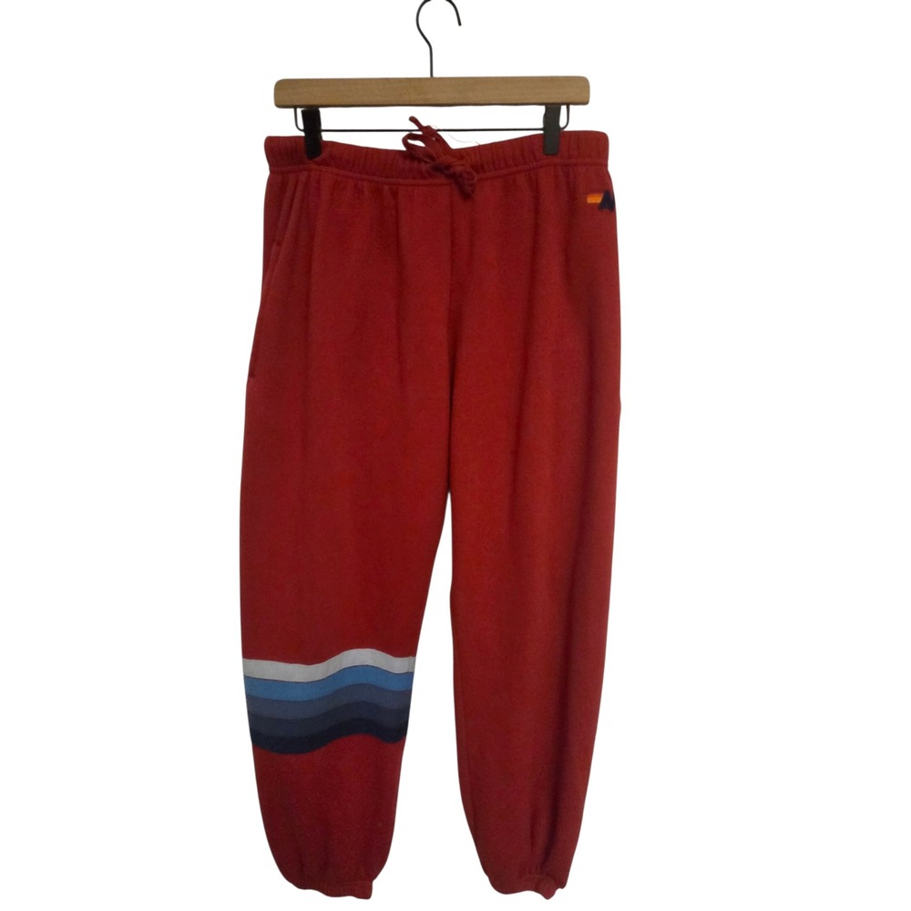 Aviator Nation Sweatpants XL Red Rainbow Stripe Joggers Made USA Lounge Pants